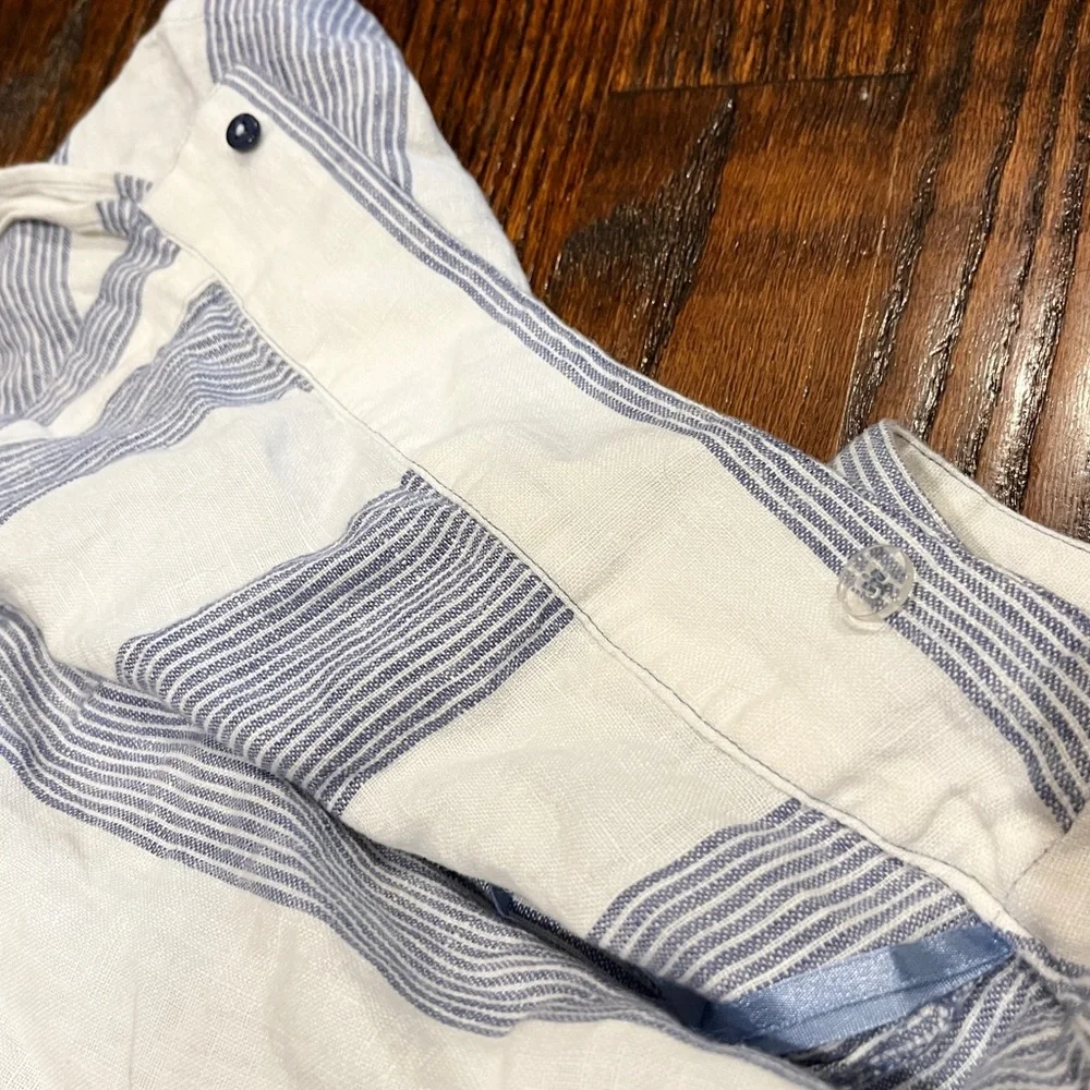 FREE PEOPLE Uptown Days Blue and White Striped Wrap Mini Skirt Size 2 XS - Picture 7 of 8